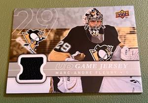 lot 128A image: Marc-Andre Fleury Game-Used Jersey 2008-2009 Upper Deck #GJ2-MF Hockey Card