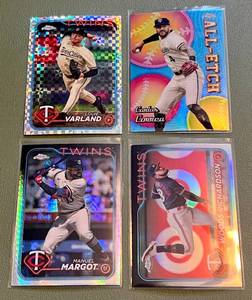 lot 172 image: 2024 Topps Chrome 4-Card Refractor Lot Minnesota Twins Baseball Cards