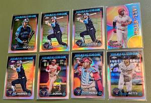 lot 182 image: 2024 Topps Chrome 8-Card Refractor Star Lot Baseball Cards