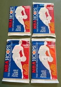 lot 196 image: 1989 NBA Hoops 4-Pack Lot