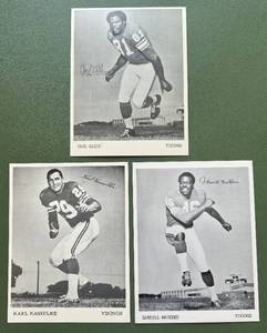 lot 97D image: 3 Vintage Minnesota Vikings Team Issues Photos - Carl Eller, Mackbee, Kassulke Football