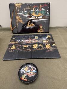 lot 1 image: Hand-Painted Lacquerware Set