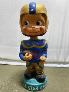 lot 18X image: Vintage Biliken All Star Bank Bobblehead Figure Football Blue Gold 342