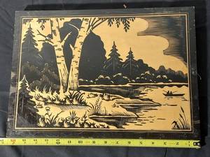 lot 111 image: Vintage Carved Wooden Wall Art Panel