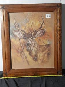lot 112 image: Framed Deer Art Print