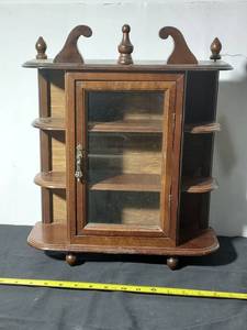 lot 118 image: Vintage Wood Wall Shelf Cabinet