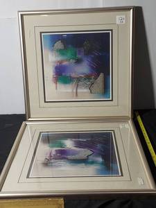 lot 120 image: Abstract Textured Art Pair