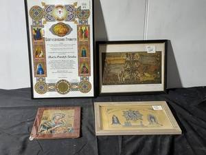 lot 126 image: Religious Art & Document Lot x4
