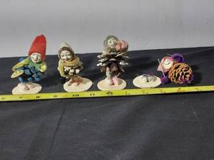 lot 151 image: Vintage Pine Cone Elf Figurines Set