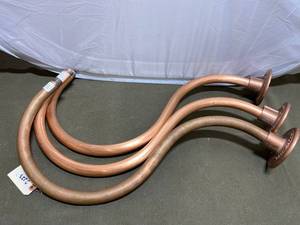 lot 223 image: Vintage Industrial Copper Gooseneck Arms by Hi-Lite MFG