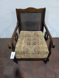 lot 248 image: Vintage Wooden Armchair With Cane Back