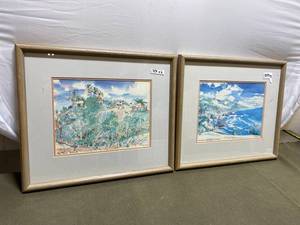 lot 359 image: Seascape and Tropical Framed Watercolor Paintings Lot