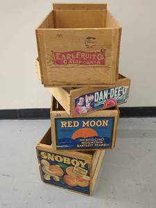 lot 382 image: Vintage Wooden Fruit Crates - Set of 4