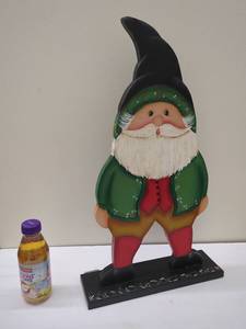 lot 392 image: Handcrafted Painted Wooden Gnome - Unique Art Piece