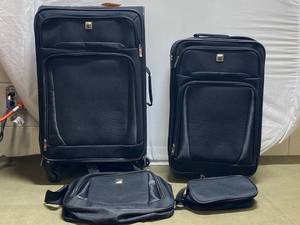 lot 202 image: Large Black 26 Inch Rolling Suitcase with Multi Compartments