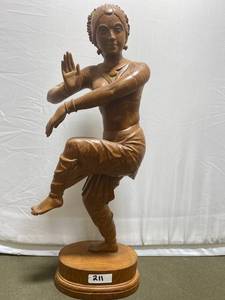 lot 211 image: Exquisite Wooden Sculpture of Hindu Dancer Detailed Handcrafted Art
