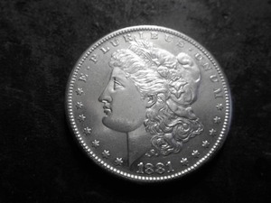 lot 9 image: 1881 S Morgan Silver Dollar