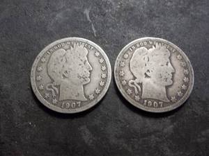 lot 51 image: 1907, 1907 O Barber Quarters