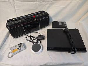 lot 164 image: Misc. Electronics, Radios, DVD Player, Camera, Amazon Alexa