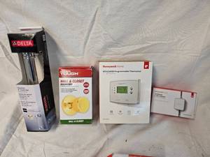 lot 169 image: Misc. Household Items, Programable Thermostat, Wi-Fi Thermostat Adapter, Doorknob and Assist Bar