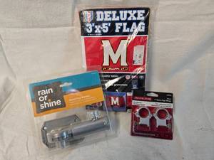 lot 171 image: Flag Access. Lot 3x5 Flag, Flag Pole Bracket, Ring Adapters