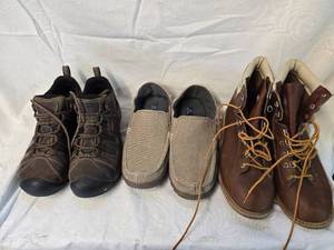 lot 197 image: (2) Pair Size11.5 Shoes and Keen Slippers
