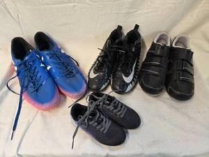 lot 203 image: (4) Pairs Cleats, Nike Etc. One Kids Size 5