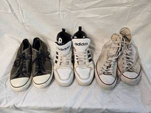 lot 205 image: (3) Pair Tennis Shoes, Adidas Size9.5, High-tops, Size10 and Size9.5