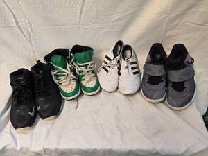 lot 207 image: (4) Pairs Kids Shoes, Nike Size2, Nike (Green) Size3y, Adidas Size6y, Nike Size6y