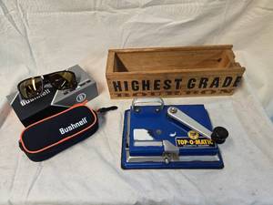 lot 220 image: Bushnell Sunglasses, Highest Grade Storage Bin, Top-O-Matic Cigarette Machine