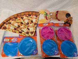 lot 240 image: Misc. Kids Items, Pizza Plates, Reindeer Plate, Etc.