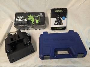 lot 250 image: Misc. Gun Related Items, Gun Case, Pop Packs Targets, Metal Shooting Targets, Binoculars