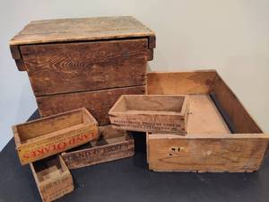 lot 82 image: Lot of Asst Old Wooden Boxes