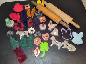 lot 58 image: Lot of Rolling Pins & Asst Cookie Cutters