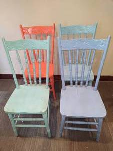 lot 126 image: Four Wood Dining Chairs
