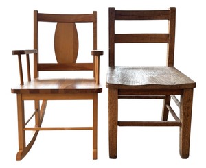 lot 173 image: Vintage Children Wooden Chairs including a Rocking Chair
