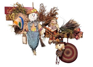 lot 138 image: Fall Decor Including Scarecrow, Faux Berries, Hat and More