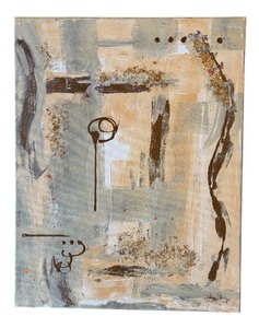 lot 136 image: Abstract Paining Mixed Media Print on Canvas Neutral Colors