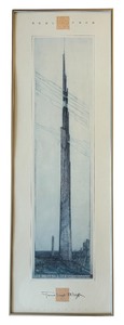 lot 135 image: Framed Print The Illinois by Frank Lloyd Wrights Conceptual Design for a Mile-High Skyscraper