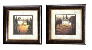 lot 128 image: Two Framed Italian Scene Prints Tuscany Evening by James Wiens