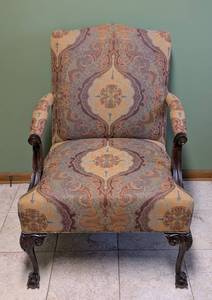 lot 17 image: Elegant Claw Foot Upholstered Armchair