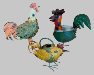 lot 83 image: Three Decorative Metal Roosters