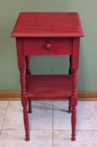 lot 98 image: Red Painted Wood Accent Table