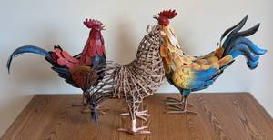lot 106 image: Three Decorative Roosters