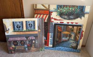 lot 71 image: Pair of Large Cafe Canvas Prints
