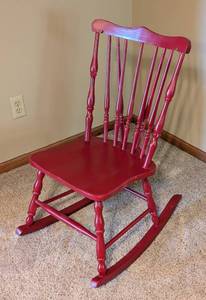lot 75 image: Red Painted Wood Rocking Chair