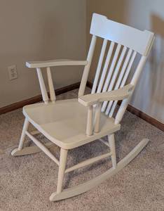 lot 22 image: White Painted Wood Rocking Chair