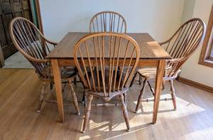 Vintage Windsor Back Chair and Dining Table Set