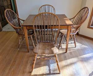 Vintage Windsor Back Chair and Dining Table Set
