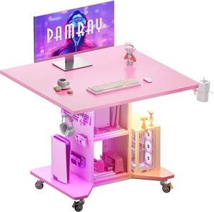 lot 18 image: Pamray Small Rolling Gaming Desk with LED Lights
